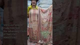 SM2302- SEMI PARTY WEAR PURE CRAPE FABRIC DIGITAL PRINT  UNSTITCHED CHURIDHAR MATERIAL