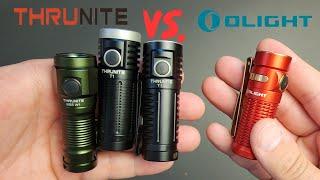  Thrunite Flashlights VS. Olight  (Baton 3 VS. W1, T1, & T1S)