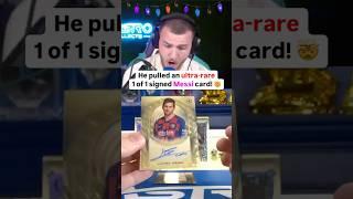 He found an ultra-rare 1/1 Messi signed card! 