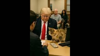 Donald Trump as Bank Manager with His Ashera Cat Cashier Partner