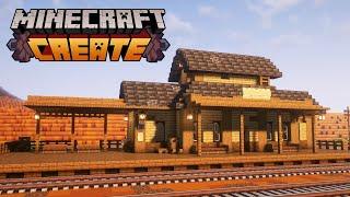 Minecraft WESTERN Train Station with Create Mod!  | Build Tutorial