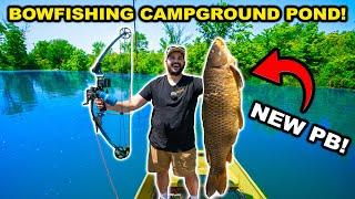 BOWFISHING the CAMPGROUND Pond for the FIRST TIME!!! (Catch Clean Cook)
