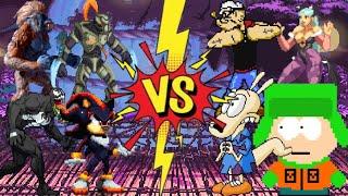 [KOF MUGEN] Shadow, Venom, Fulgore & Blizzard vs. Rocko, Kyle Broflovski, Popeye & Morrigan