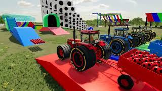 Turbo Tractors Transport Rubber Balls & Brick Walls | Farm Object Tests in Action