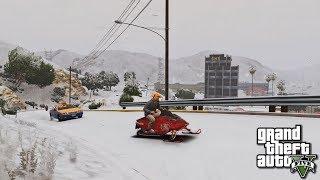 УСТАНОВКА СНЕГА В GTA 5 СЮЖЕТКУ +СНЕГОХОД +ИГРА В СНЕЖКИ // SNOW MOD in SP // МОД НА СНЕГ В ГТА 5