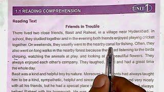 English Class 8 || Lesson 1|| Friends in trouble || Friendship and cooperation,