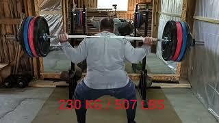 SQUAT.  230 KG / 507 LBS. 1 REPS. NATURAL SPORTS.
