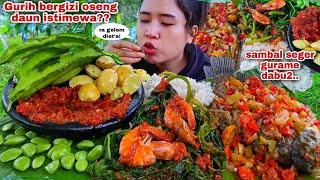 EAT, SAUTIED PAPAYA LEAVES, SAMBAL GURAME FISH, LALAPAN, RAW JENGKOL, MIXED, PETE, KECIPIR