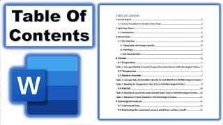 How To Create A Table Of Contents In Microsoft Word