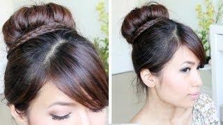 Sock Bun Braid Updo Hairstyle for Medium Long Hair Tutorial