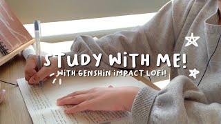  1.5 hour study with me (genshin impact lofi!) no breaks | studying for my sociology midterm