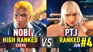 T8  NOBI (Steve) vs PTJ (#4 Ranked Jun)  Tekken 8 High Level Gameplay