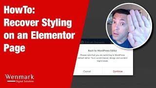 HowTo: Recover Styling on an Elementor Page