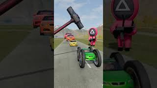 Colorful Small to Big Cars vs Hammer | BeamNG.drive!