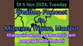 Dt 5 Nov 2024, Thawhleh a, Mizoram chhung leh hmun dangte khawchin tlangpui tur thlirlâwkna.