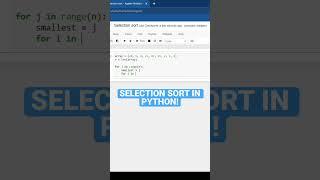 Selection Sort in Python! #shorts #python #programming