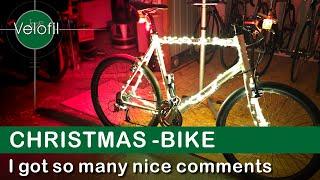 Christmas lights on a bike