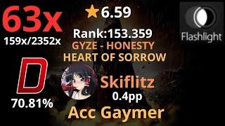 6.59 ⭐ Skiflitz | GYZE - HONESTY [HEART OF SORROW] +FL 70.81 | 0.4pp 63 - osu!