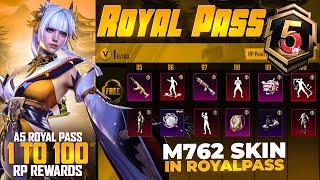 A5 Royal Pass | 1 To 100 Rp Rewards |M762 Skin In Royal Pass | PUBGM