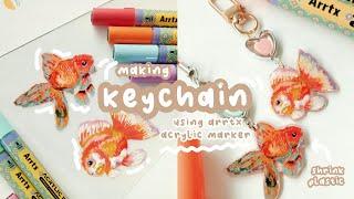 Making goldfish  keychain using shrink plastic + trying out Arrtx 48 Acrylic Markers 