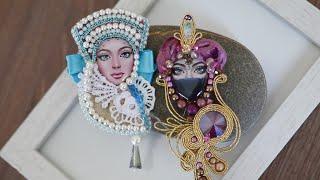 Fairy brooches of a girl. Original brooches with faces.