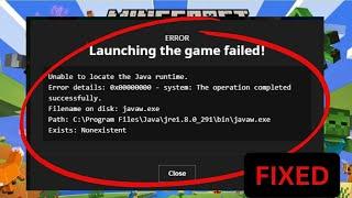 How To Fix Unable To Locate Java Runtime Minecraft || Fix Error  launching the Game Failed