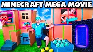 Real Life MINECRAFT MEGA MOVIE 4 HOURS - Minecraft Box Fort CITY!!!