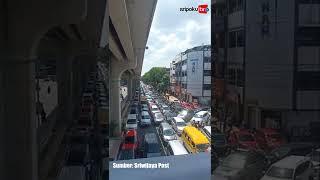Ngeri, Ini Penampakan Macet Panjang Jalan Jenderal Sudirman Menuju Jembatan Ampera Palembang