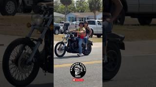 Couple With Harley Davidson Dyna Wide Glide on The Street