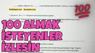 10.Sınıf Kimya 1.Dönem 1.Yazılı