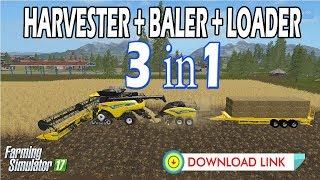 Farming Simulator 17 | HARVESTER + BALER + AUTO LOADER !!! JUST USING ONE HARVESTER NEWHOLLAND &LINK