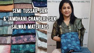 ELEGANT SEMI TUSSAR SILK | JAMDHANI CHANDERI SALWAR MATERIALS | TISSUE SILK | WhatsApp 09980215090