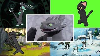 Toothless dancing meme in different versions