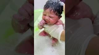 cute first bath