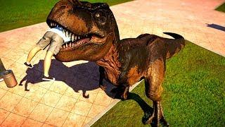 Jurassic World Evolution T Rex & Spinosaurus Breakout & Fight - Dinosaurs Fighting