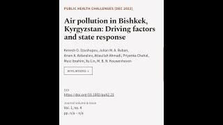 Air pollution in Bishkek, Kyrgyzstan: Driving factors and state response | RTCL.TV