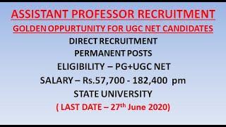 Permanent Assistant Professor Recruitment in State University | UGC NET