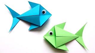 FISH Origami How to make a paper fish Simple paper crafts Summer crafts DIY