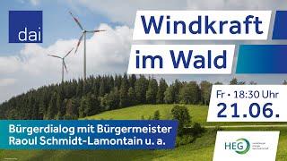 Wind und Wort – Vortrag, Podiumsdiskussion und Bürgerdialog zu Windkraft im Wald  (21.06.24)