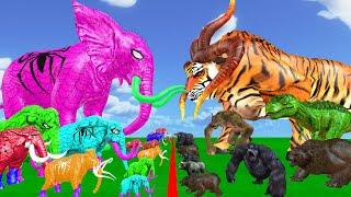 Prehistoric Mammals vs Spidey Elephant Mammoth Size Comparison Epic Battle Animal Revolt Simulator