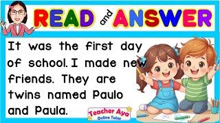 SHORT STORY WITH QUESTIONS | First Day of School | ENGLISH READING COMPREHENSION | Teacher Aya