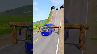 Buses & Fuel Trucks vs Log Trap - BeamNG.Drive #beamngdrive #beamdrive #bus #truck #shorts