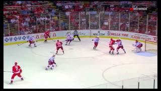 Pavel Datsyuk gives Gustav Nyquist a push on the rush March 19 2012