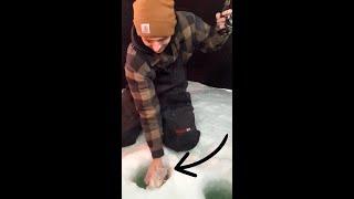 Pulling up a JUMBO WALLEYE while ICE FISHING!