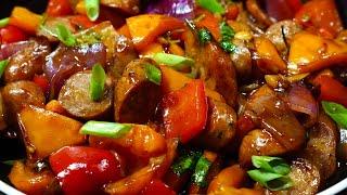 SUPER QUICK & EASY GARLIC SAUSAGE PEPPER FRY IN LESS THAN 10 MINUTES