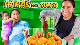 COCINE ESTA DELICIA DE PAPAS CON CUERO PARA MI FAMILIA