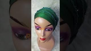 Beaded full pleat raw silk turban available in colors #fashion #9jacelebtv #fashiontrends
