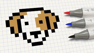 How To Draw Dog Pixel Art | Drawing Dog Step By Step Tutorial