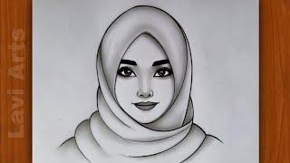 güzel eşarplı kadın çizimi| Hijab Girl drawing| Muslim girl drawing| Girl drawing for beginners |Art