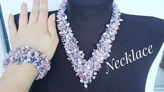 Beaded necklace/Necklace corner/Perl necklace/Diy necklace/Tutorial/Колье из бисера/Колье уголок